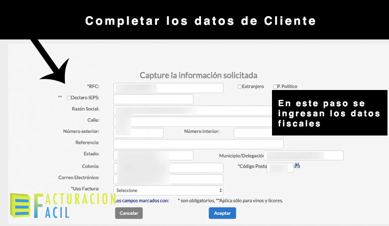 completar datos de cliente