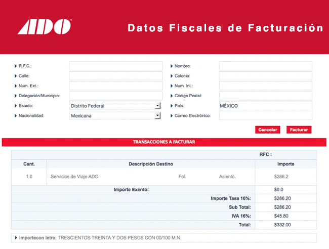 datos fiscales de facturacion ado