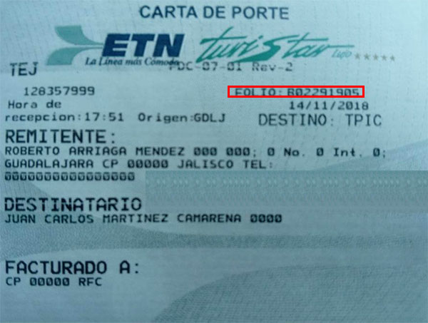 numero de operacion en paqueteria