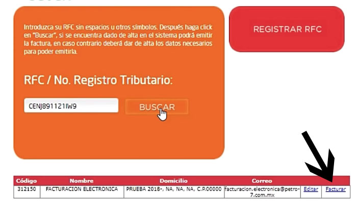datos de facturacion petro 7