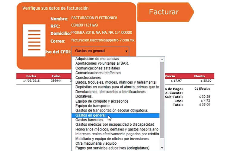 seleccionar datos de CFDI