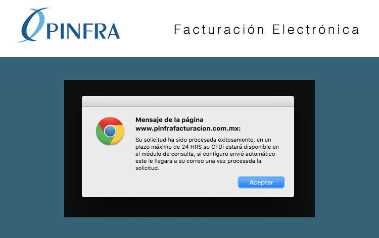 confirmacion de facturacion pinfra