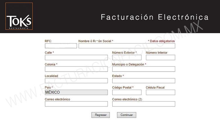 datos fiscales de factruacion toks