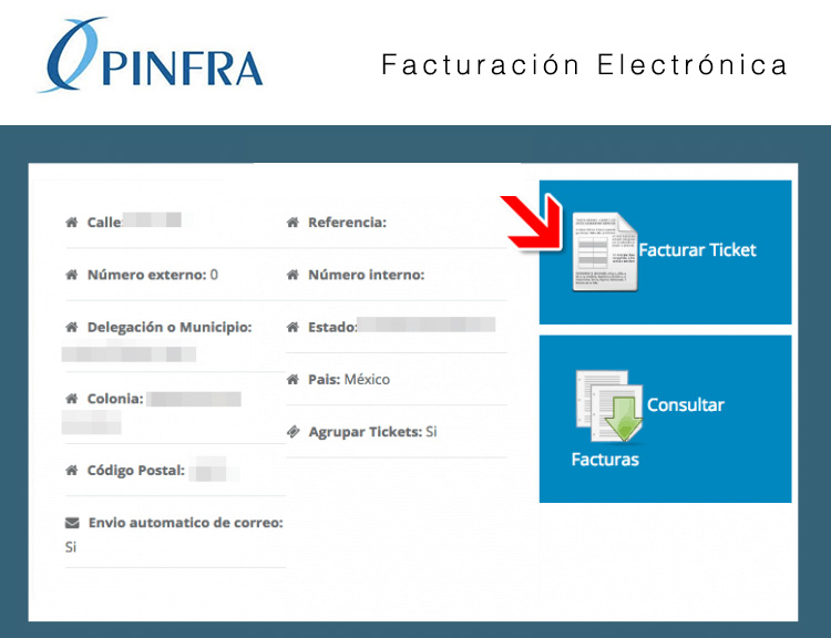 facturar un ticket de pinfra