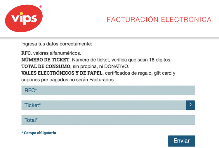 ingresar datos facturacion vips