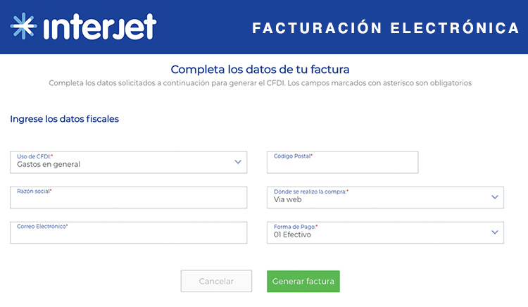datos fiscales facturacion interjet