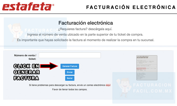 ingresar numero de ticket al sistema estafeta