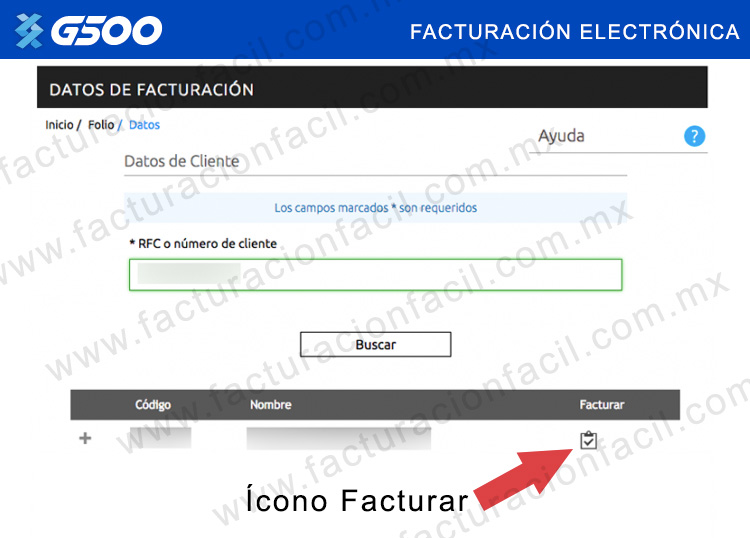 presionar el icono facturar