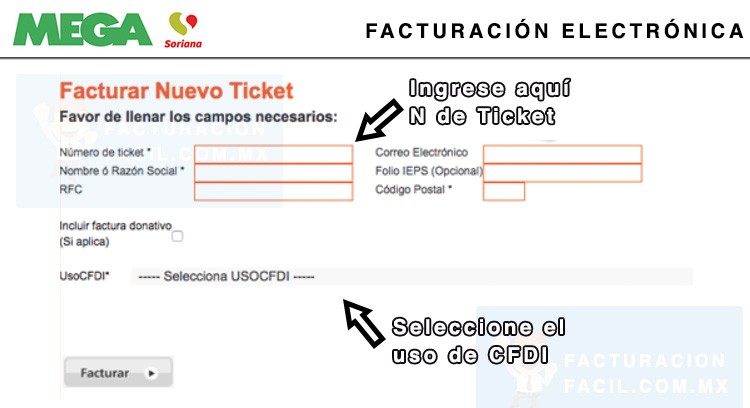primer pantalla factruacion mega soriana
