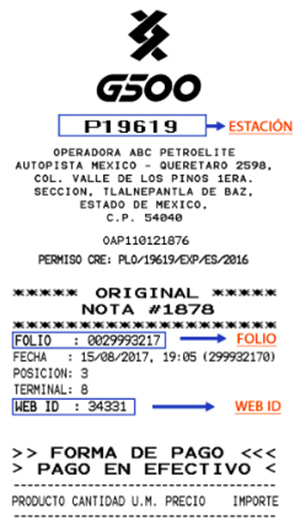 ticket de g500