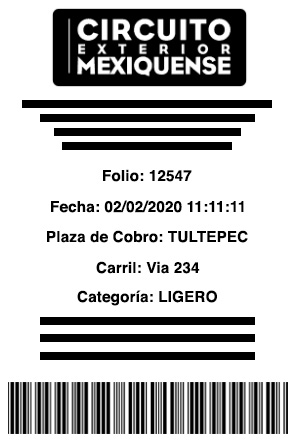 ticket de muestra circuito mexiquense