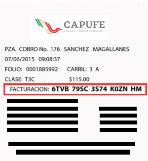 tickets capufe ejemplo